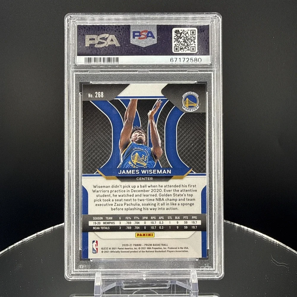 Panini Prizm 2020-21 James Wiseman Warriors #268 Rookie Base PSA 10